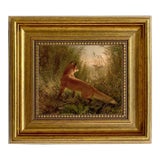 "Fox Flushing Ducks" Contemporary Reproduction Print on Canvas, Framed 9.5x8.5 For Sale