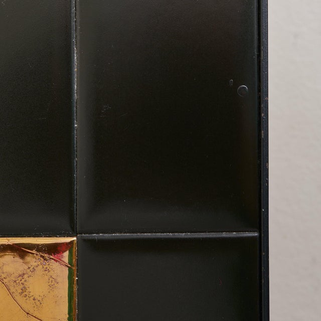 French Gilt + Black Tile-Top Coffee Table with Metal Base, 1970s For Sale - Image 9 of 9