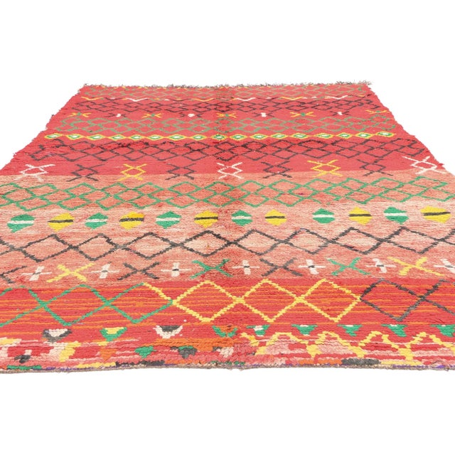 Tribal Vintage Red Moroccan Rag Rug - 05'05 X 09'00 For Sale - Image 3 of 9