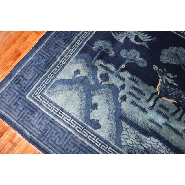early 20th century blue chinese peking rug with a deer and flying bird rug no. j3395 size 4' 10" x 6' 2" (147 x 188 cm)