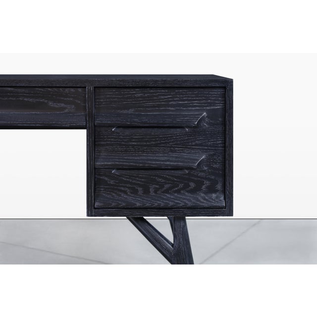 1950s Vintage Black Cerused Desk by Jack Van Der Molen for Jamestown Lounge Co. For Sale - Image 5 of 14