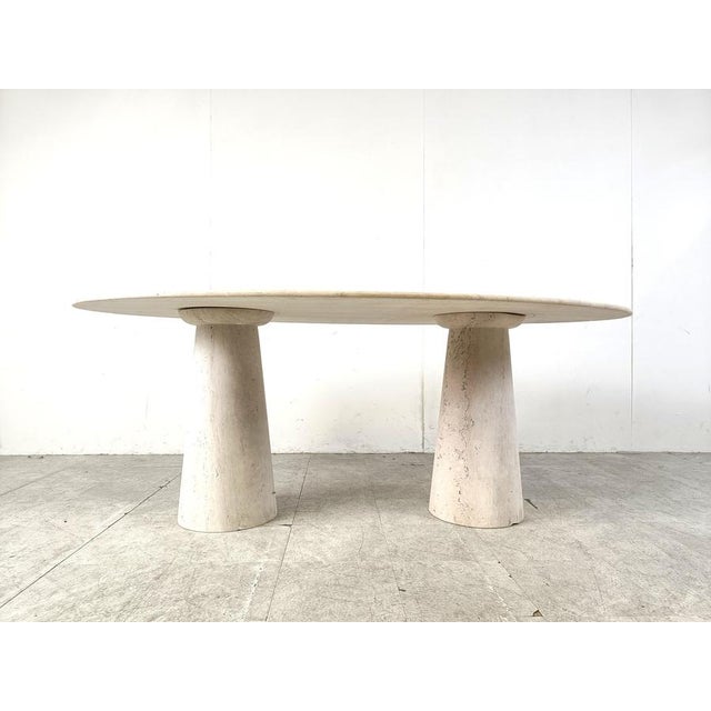 Vintage Oval Travertine Dining Table, 1970s For Sale - Image 3 of 7