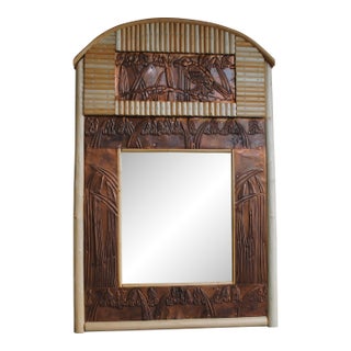 Natural Bent Bamboo Embossed Copper Mirror For Sale