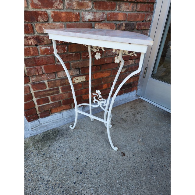 Mid 20th Century Wrought Iron Demi Lune Table in the Manner of Salterini For Sale - Image 11 of 14