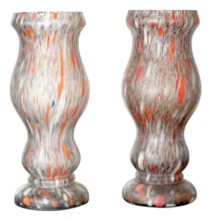 French Art Deco Marbled Glass Vases, 1930, Set of 2