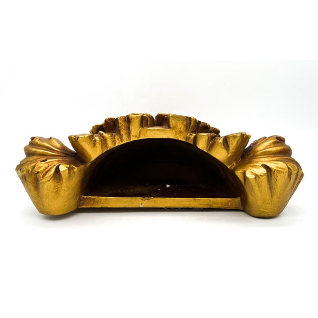 1960s Vintage Italian Style Gold Gilt Plaster Wall Pocket by New Art Studio, 1966 - Hollywood Regency, Mid-Century, Old World Charm For Sale - Image 5 of 10
