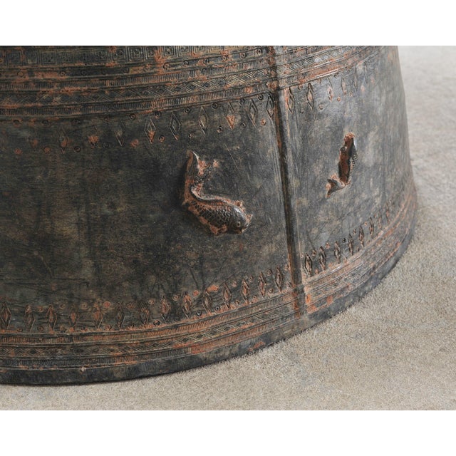 Southeast Asian Patinated Bronze Rain Drum Drink Table 2 Ft For Sale - Image 15 of 18