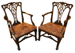 19th C. English Armchairs With Orig. Needlepoint- a Pair