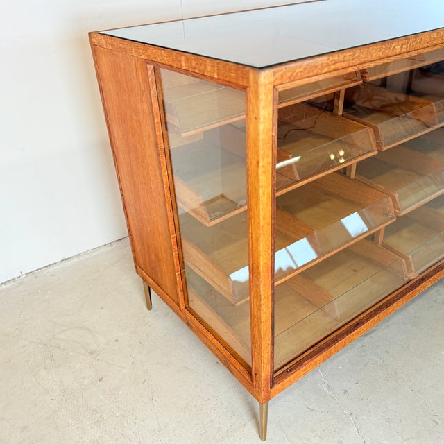 Vintage Oak Display Counter with 12 Drawers, 1960s For Sale - Image 4 of 18