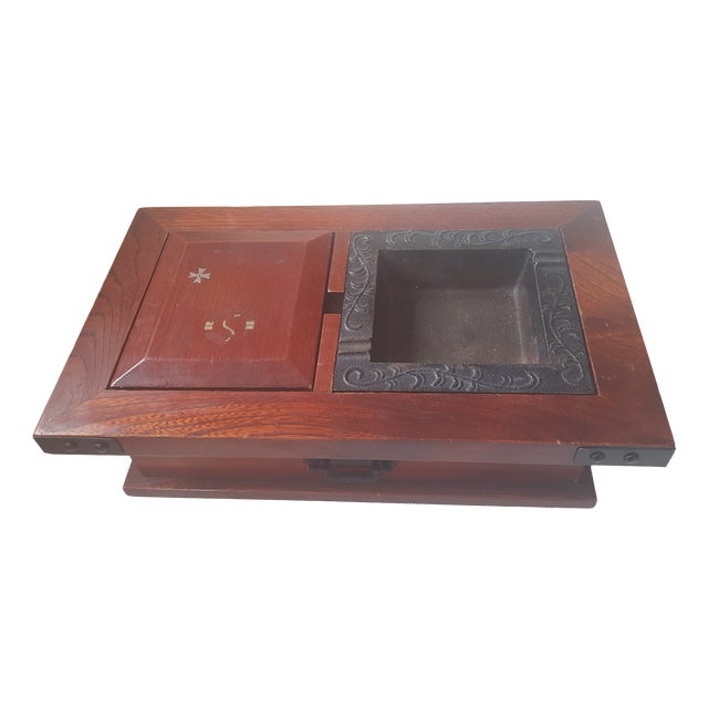 Cigarette Box with Drawer and Ashtray For Sale