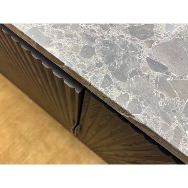 Rh Byron Emperador 4-Door Sideboard – 84” Black Oak With Black Emperador Marble Top For Sale In Columbus - Image 6 of 18