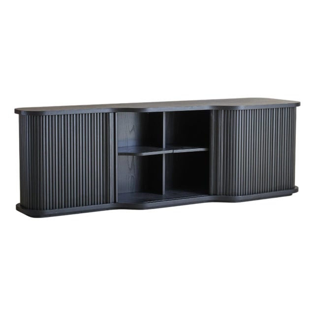 Monumental Italian Ebonized Wood Credenza, 1980s For Sale
