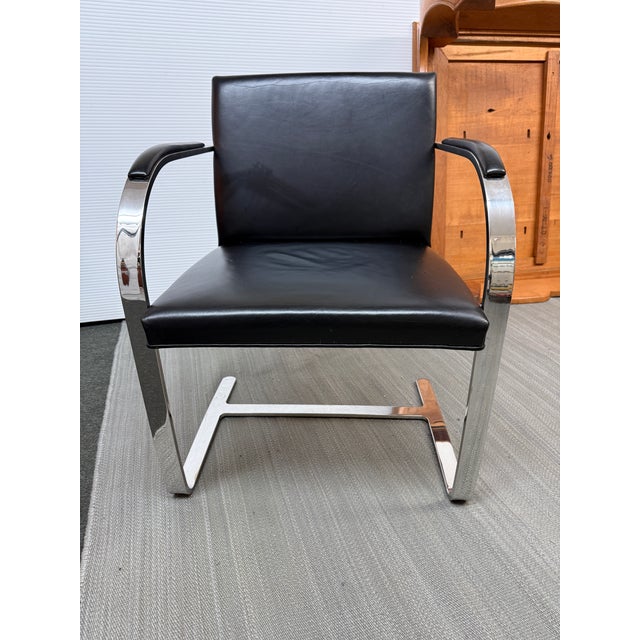 Brueton Cantilever Leather + Chrome Chairs, Set of Four For Sale In San Francisco - Image 6 of 12