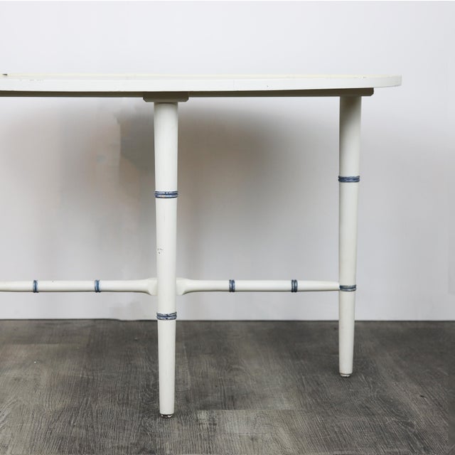 vintage Oval coffee table with faux bamboo legs。An additional hand-painted tray etc. can be placed on the desktop (find it...