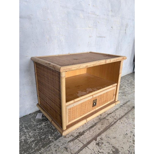 Wood Mid-Century Italian Bamboo and Rattan Bedside Table from Dal Vera, 1960s For Sale - Image 7 of 10