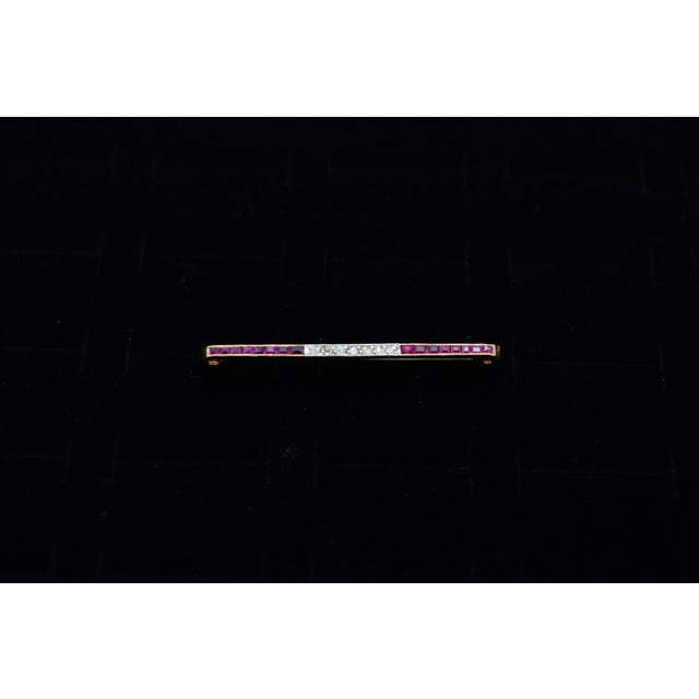 Gold Brooch with Rubies and Diamonds, 1920s For Sale - Image 6 of 7