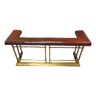 Brass and Red Leather Club Fender For Sale