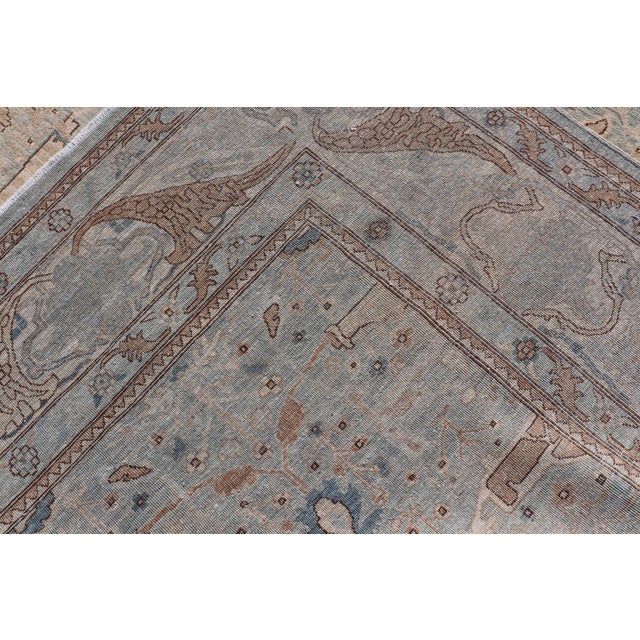 Afghanistan Tabriz Rug in Soft Blue, Sand With Allover Floral and Lattice Design For Sale - Image 12 of 12