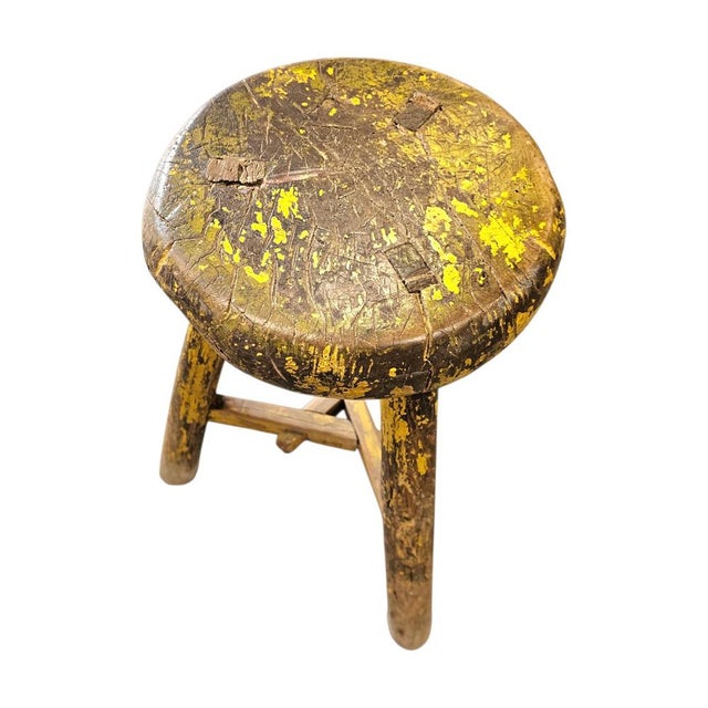 Primitive Wooden Tripod Stool / Height 52 Cm For Sale - Image 18 of 18