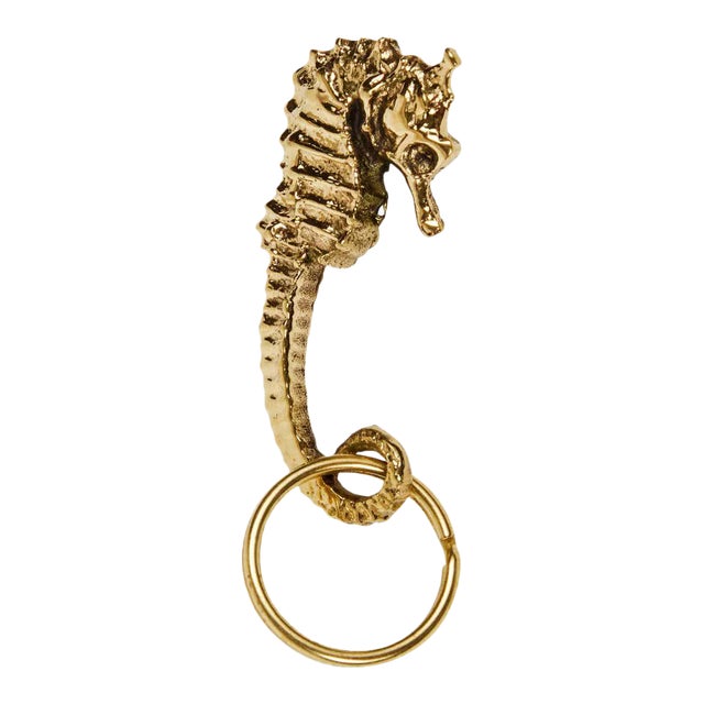 Carl Auböck Model #5655 'Seahorse' Brass Figurine Keyring For Sale