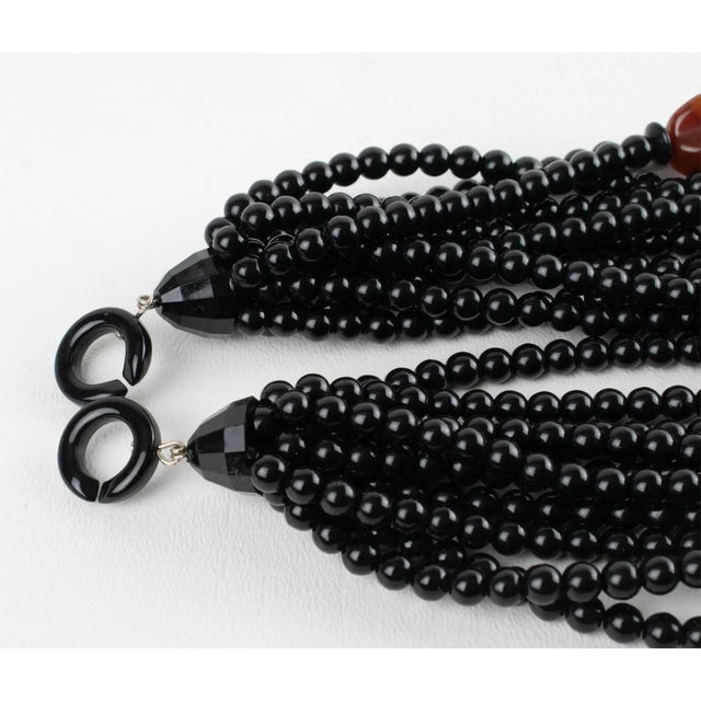 Black Angela Caputi Black Necklace with Jade and Carnelian Resin Beads For Sale - Image 8 of 8