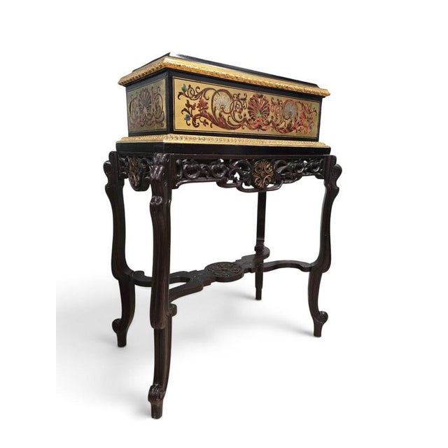 19th Century French Boulle Marquetry Jardinière in Gilt Brass, Silver and Inlays, 1880 For Sale - Image 4 of 15