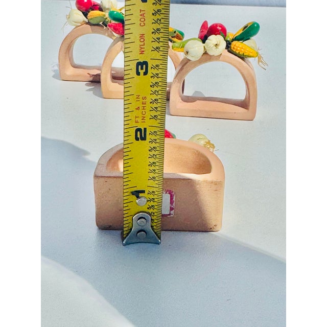 Whimsical Terracotta Southwest Veggie Napkin Rings by Audrey – Set of 4 For Sale In Boise - Image 6 of 8