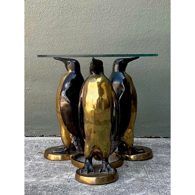Vintage Bronze and Brass Penguin Table After Joseph D’aste For Sale - Image 12 of 12