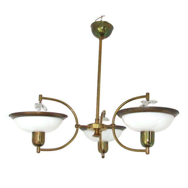 Vintage Hanging Lamp inn Brass and Glass, 1960s For Sale