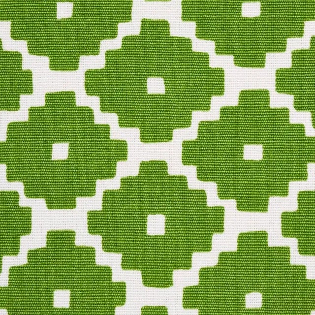 Abstract Schumacher Ziggurat Fabric in Green For Sale - Image 3 of 4