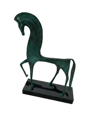Mid 20th Century Vintage Etruscan Horse Bronze Sculpture