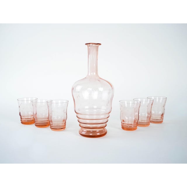 Vintage Italian Glasses and Carafe, 1970s, Set of 6 For Sale - Image 4 of 8