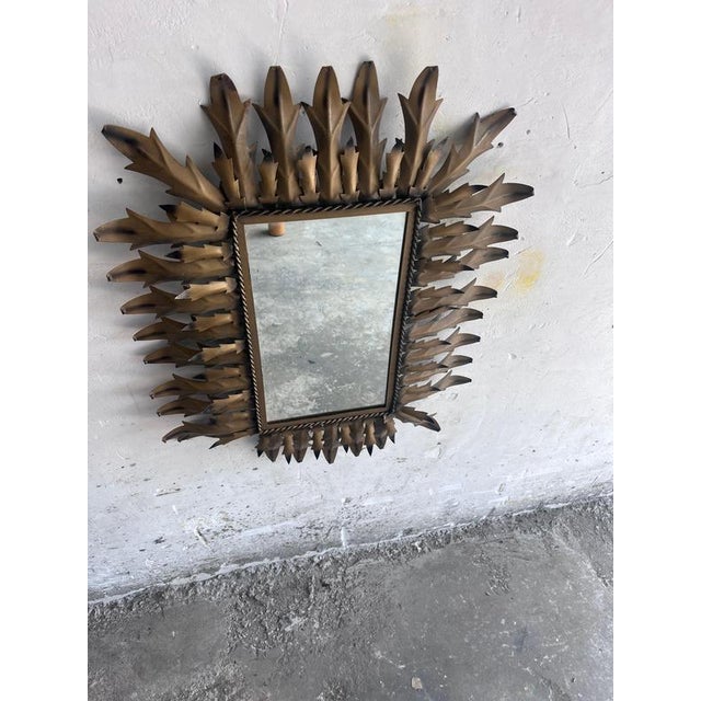 Brutalist Brutalist Wrought Iron Sunburst Mirror, 1960s For Sale - Image 3 of 8