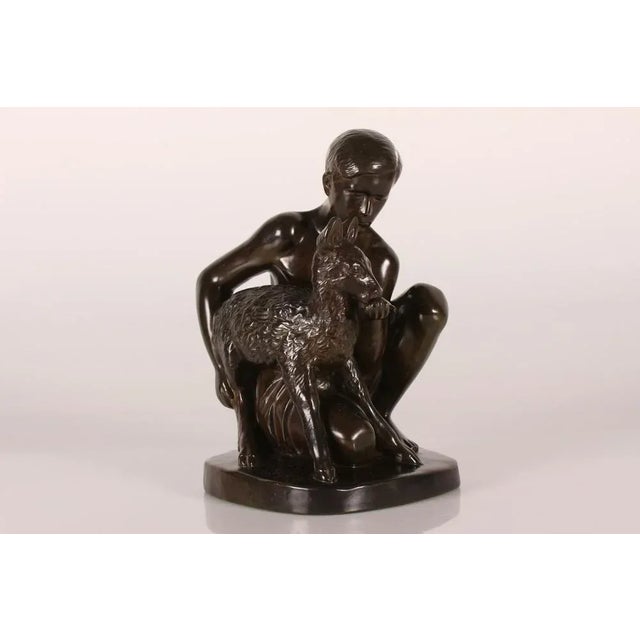 Figurine of Young Shepherd with Lamb in Disco Metal by Just Andersen, 1950s For Sale - Image 10 of 10