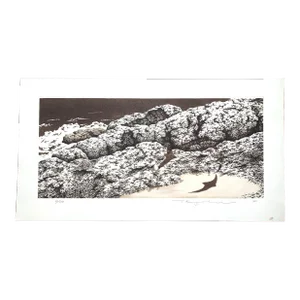 Tanaka Ryohei Original Signed & Numbered Japanese "Seashore" Etching