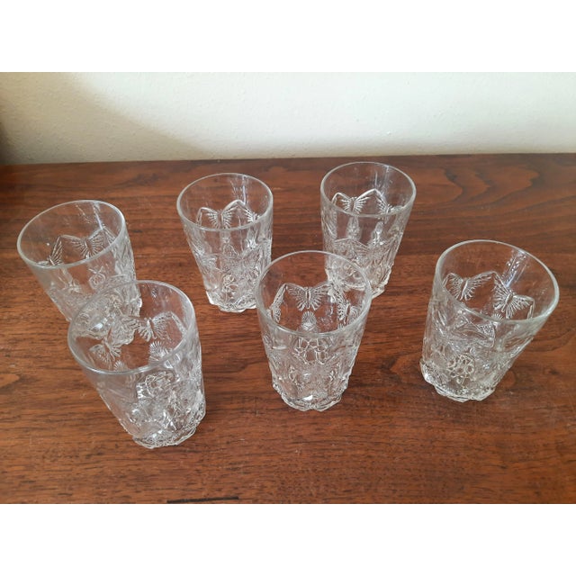 Transparent Vintage Cut Glass Butterfly Drinking Barware Set Glasses For Sale - Image 8 of 13