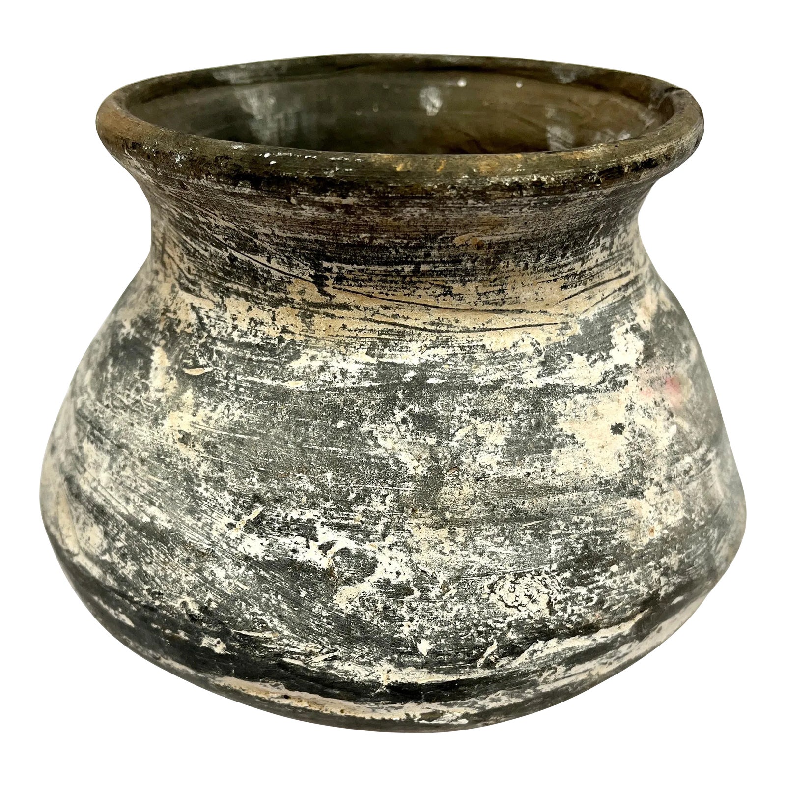 Rustic Round Bottom Turned Pottery Vase Planter | Chairish