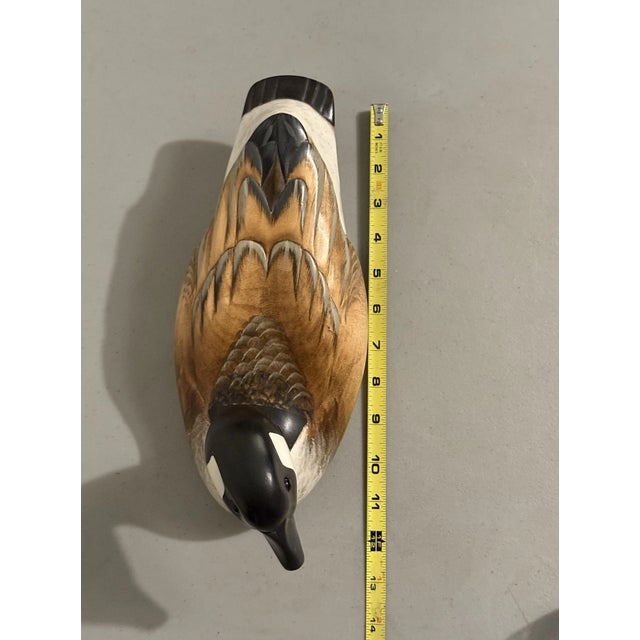Vinatge MCM Wooden Bird Factory 13" Hand Carved Painted Decoy Canadian Goose For Sale - Image 4 of 7