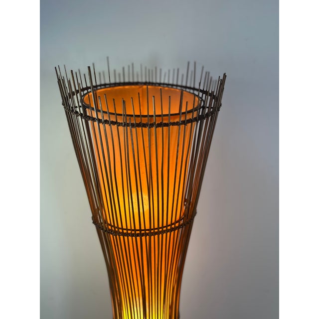 Metal Kobe Floor Lamp in Metal and Rattan, 1990s For Sale - Image 7 of 16