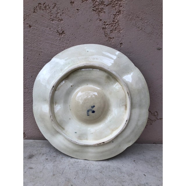 Traditional Belgium Majolica Oyster Plate Wasmuel Circa 1890 For Sale - Image 3 of 7