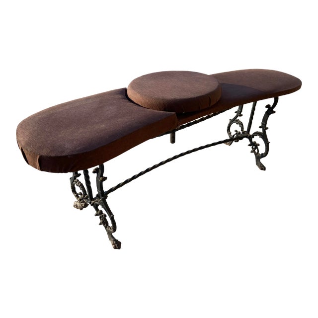 Antique 1900s Cast Iron Bench Photography Swivel Chair For Sale