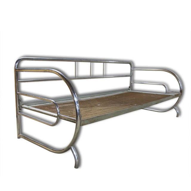 Bauhaus Chromed Sofa attributed Hynek Gottwald, Bohemia, 1930s For Sale - Image 4 of 8
