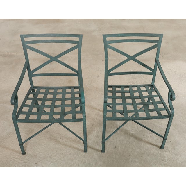 Brown Jordan Venetian Garden Dining Set Green Verdigris Finish For Sale - Image 9 of 18