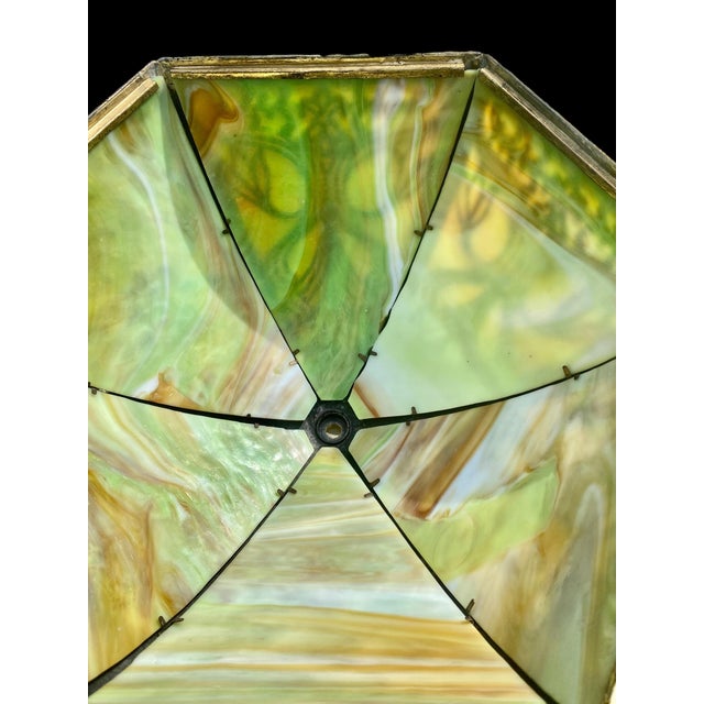 An Early 20th C Original Miller Table Lamp Dogwood Pattern Slag Glass Shade For Sale - Image 11 of 15