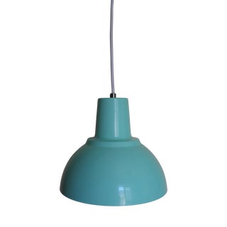 Blue-Green Metal Pendant Light, 1980s For Sale