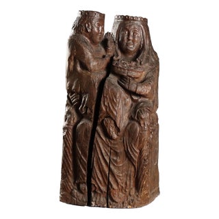 Antique Neo-Gothic Sculpture Virgin with Child Model, 19th Century For Sale