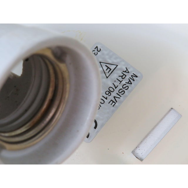 Wood Sun-Shaped Ceiling Lamp in Opaline Glass and Yellow Lacquered Wood from Massive, Belgium, 1970s For Sale - Image 7 of 13