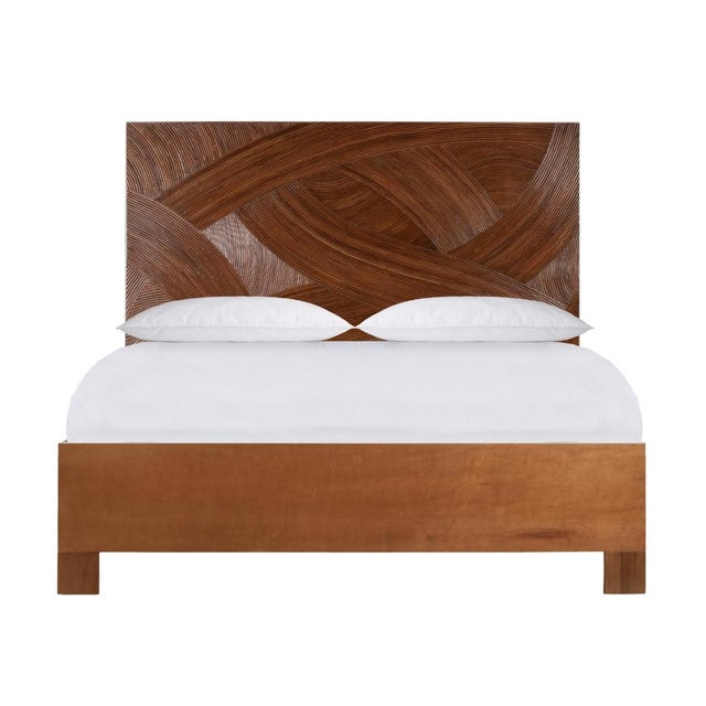 Swirl Rattan Standard Bed King, Golden Mahogany For Sale - Image 10 of 10
