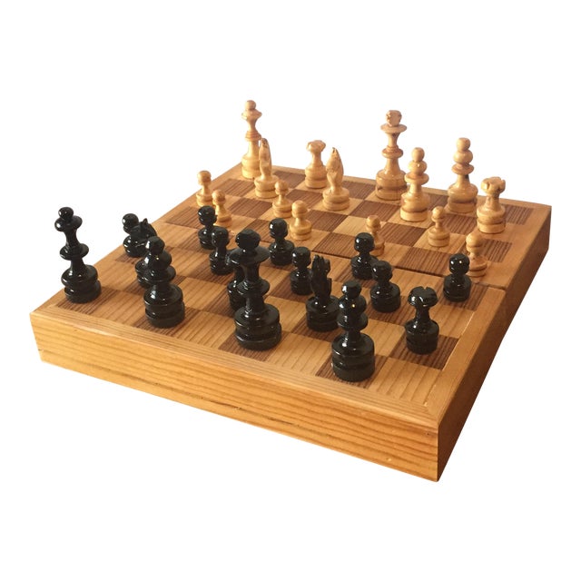 Mini Wooden Travel Chess Set Chairish