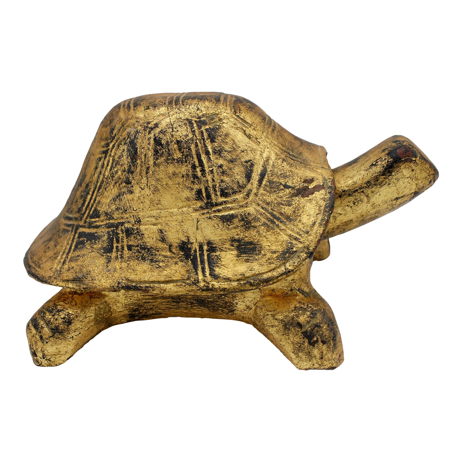 Mid 20th Century Italian Golden Gilt Wooden Turtle | Chairish